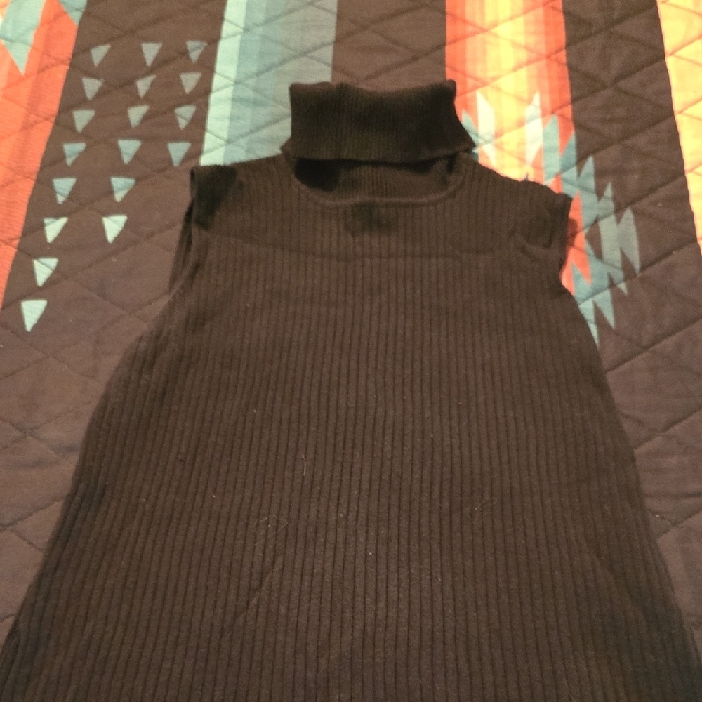 Chico's Black Ribbed Turtleneck Top